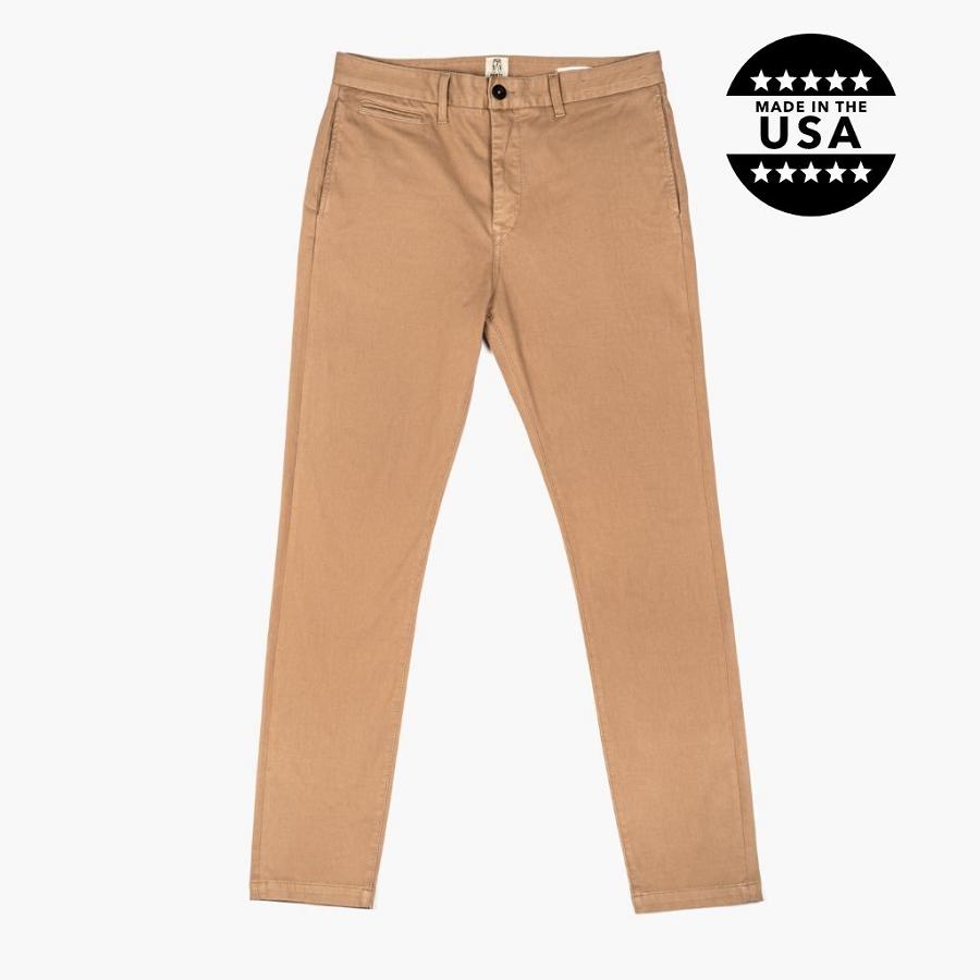 Thursday Boots Axe Slim Fit Chinos Katoenen Broek Heren Bruin | NL323WNB