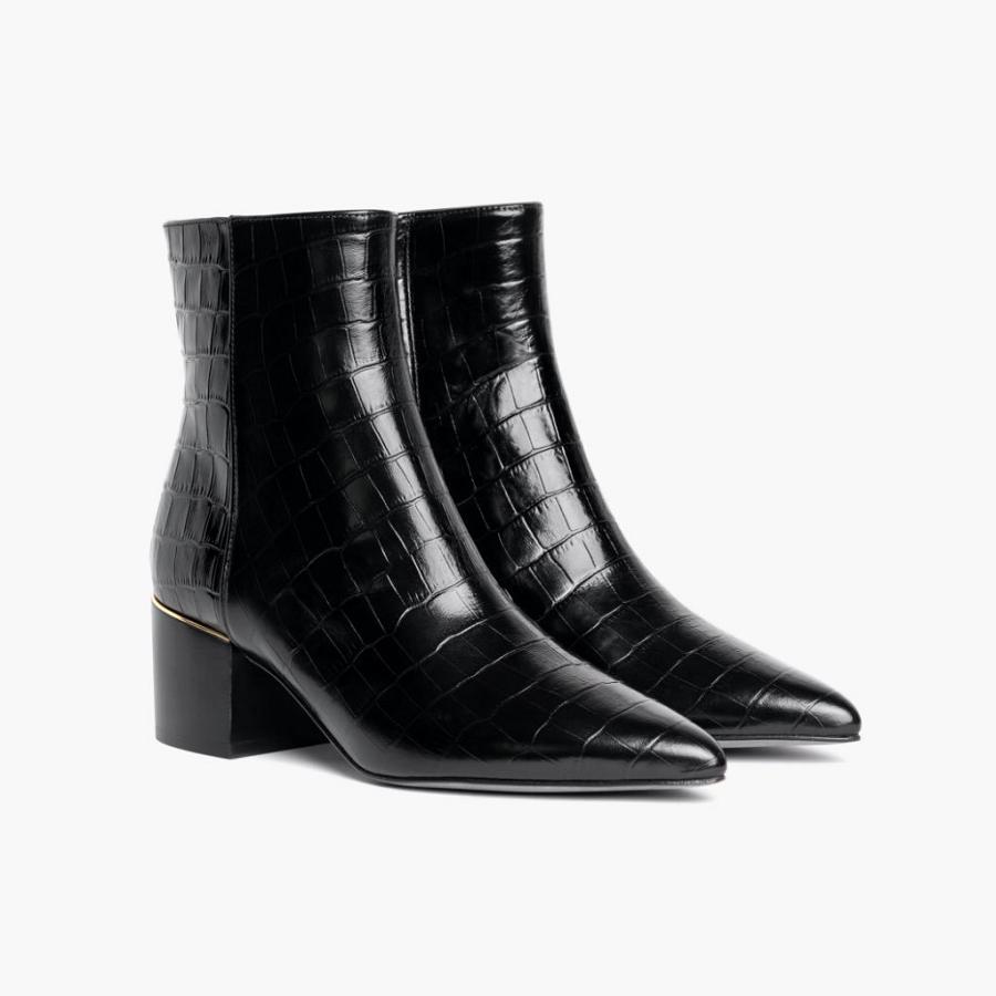 Thursday Boots Boots Luna Leren Hoge Hakken Dames Zwart | NL196NWY