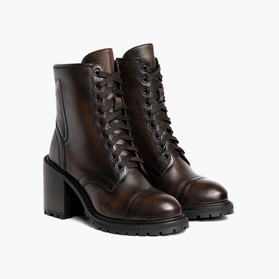 Thursday Boots Boots Rebel Leren Hoge Hakken Dames Bruin | NL18XYU