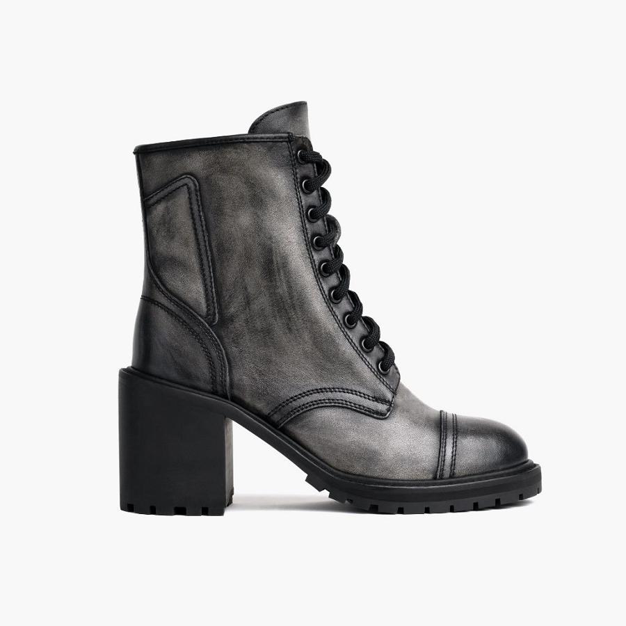 Thursday Boots Boots Rebel Leren Hoge Hakken Dames Grijs | NL192EBC