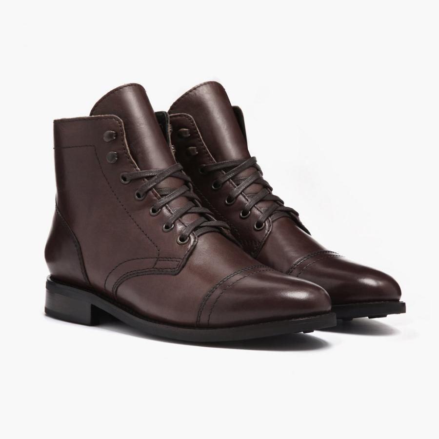 Thursday Boots Captain Leren Klassieke Veterlaarzen Dames Koffie | NL181FDN