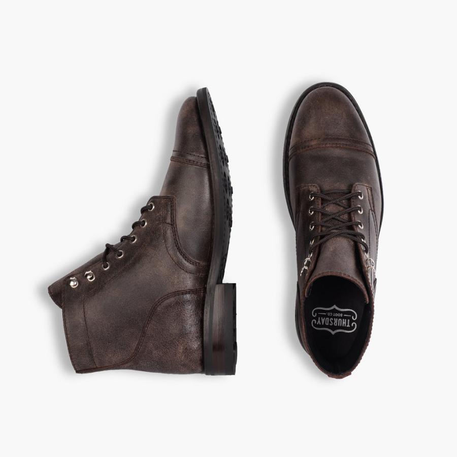 Thursday Boots Captain Leren Klassieke Veterlaarzen Heren Bordeaux | NL46LIS