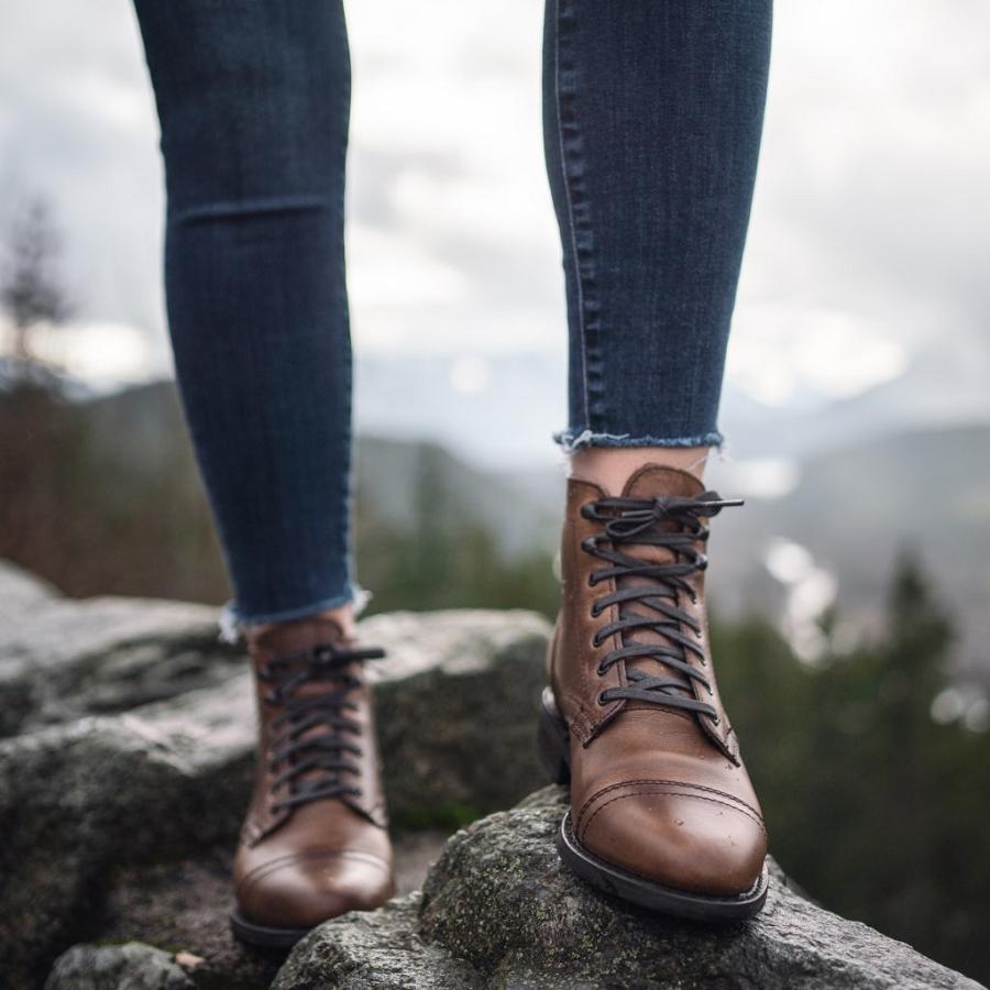 Thursday Boots Captain Leren Rugged & Resilient Veterlaarzen Dames Zwart Koffie | NL178JPQ