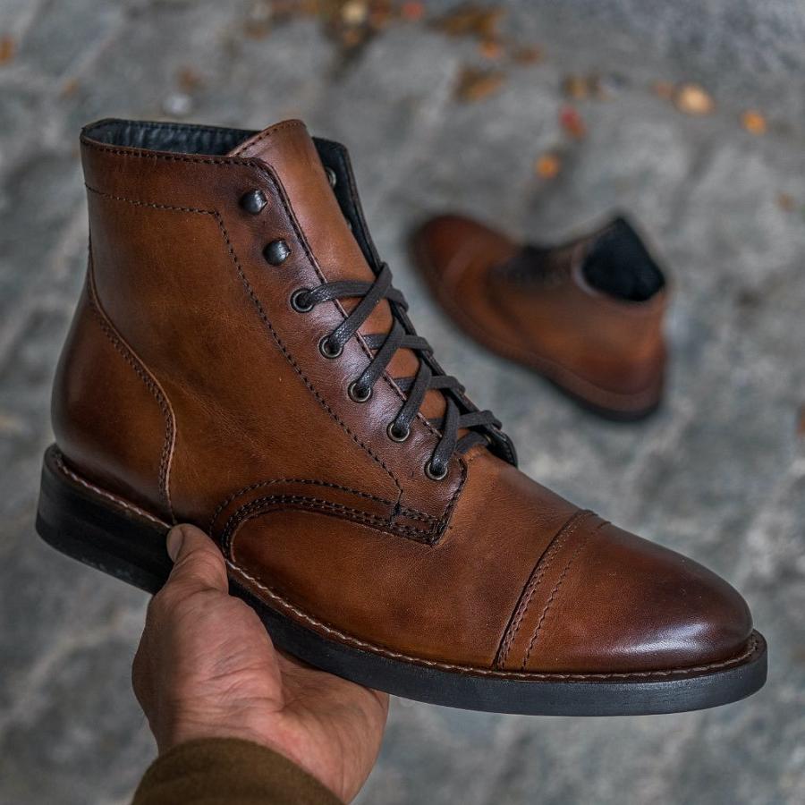 Thursday Boots Captain Leren Rugged & Resilient Veterlaarzen Heren Koffie | NL44XYU