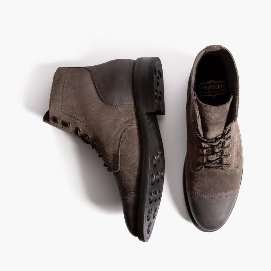 Thursday Boots Captain Leren Suede Veterlaarzen Heren Bruin | NL42VRW