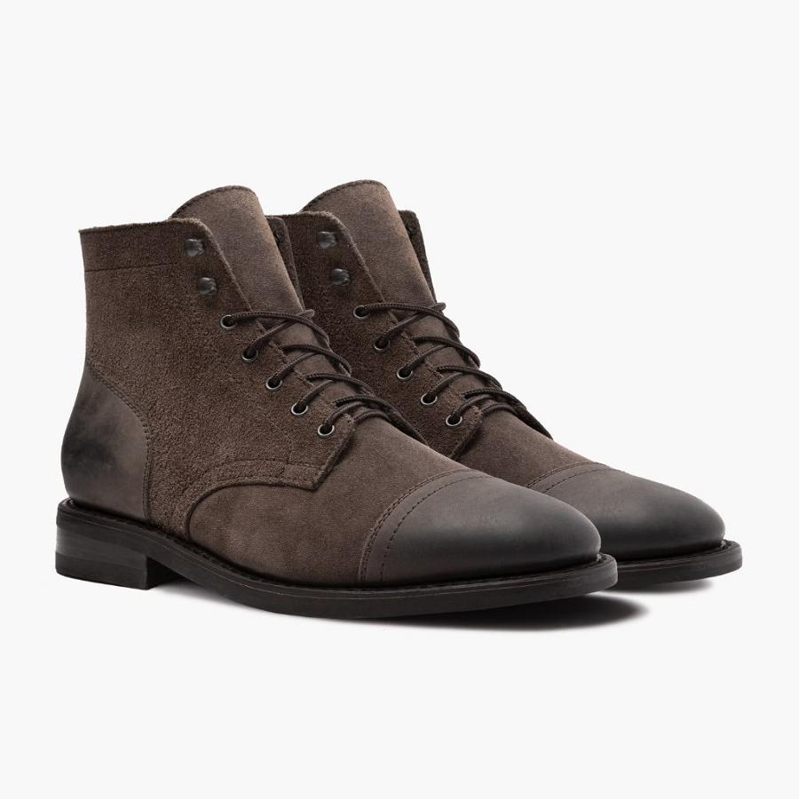 Thursday Boots Captain Leren Suede Veterlaarzen Heren Bruin | NL42VRW