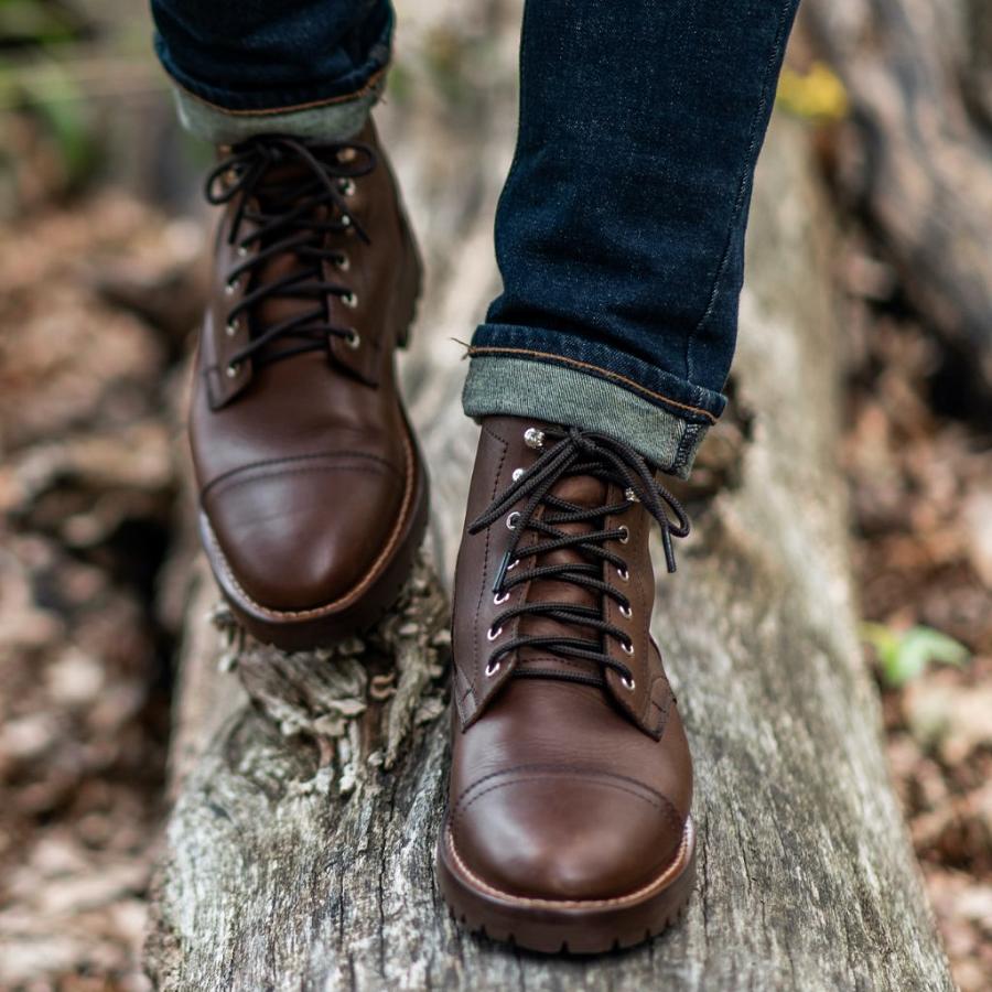 Thursday Boots Captain Leren Suede Veterlaarzen Heren Bordeaux | NL43CTV