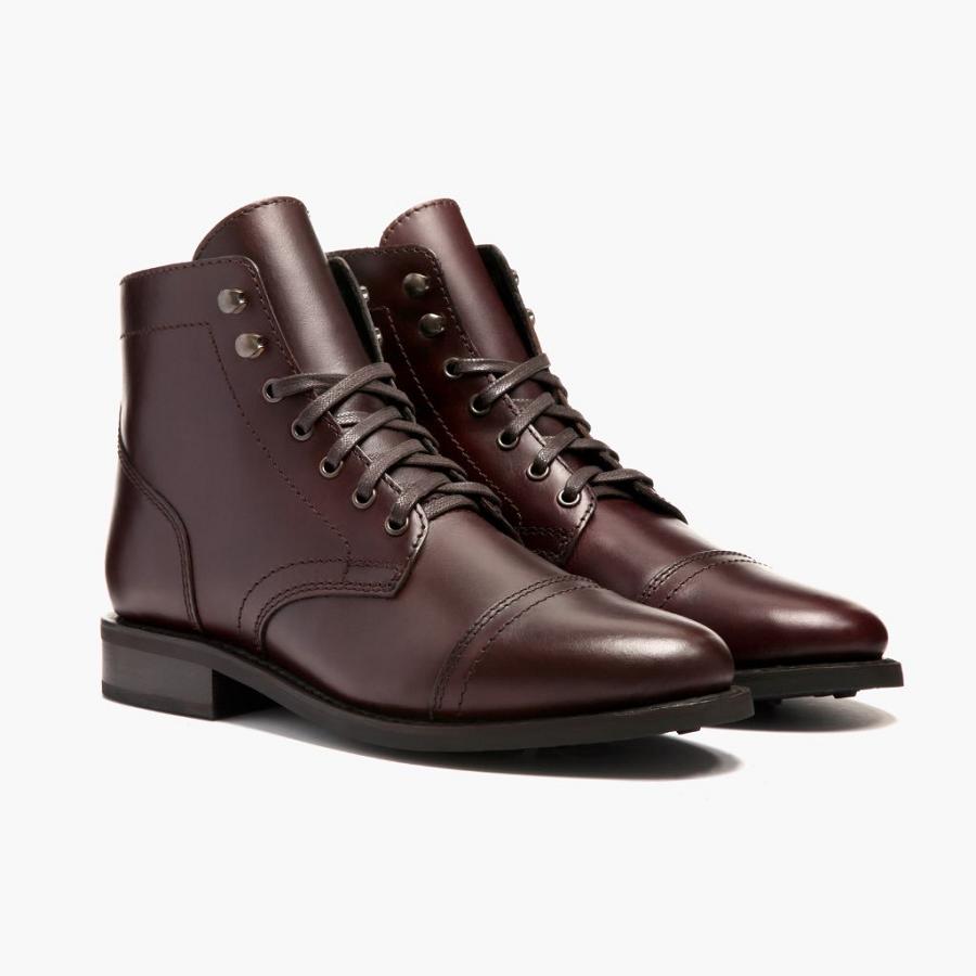 Thursday Boots Captain Leren Veterlaarzen Dames Koffie | NL184AHK