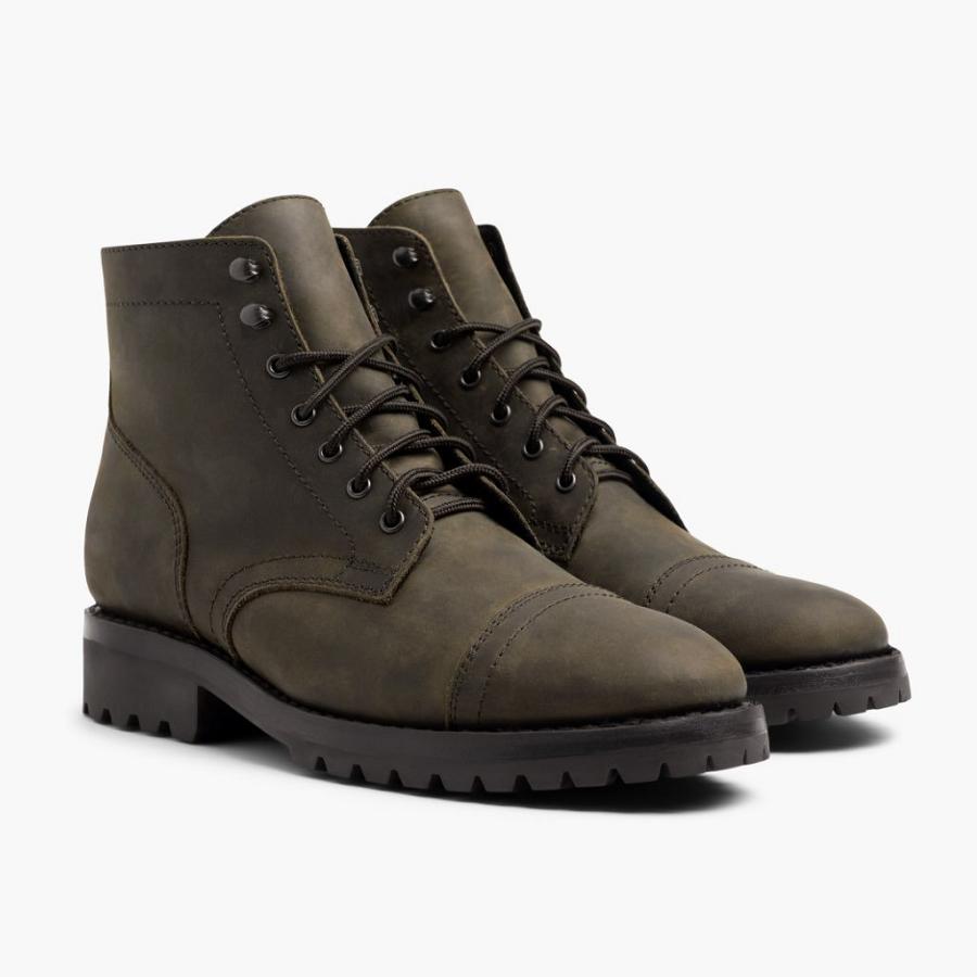 Thursday Boots Captain Leren Veterlaarzen Heren Olijfgroen | NL50GSO