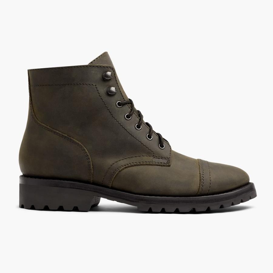 Thursday Boots Captain Leren Veterlaarzen Heren Olijfgroen | NL50GSO