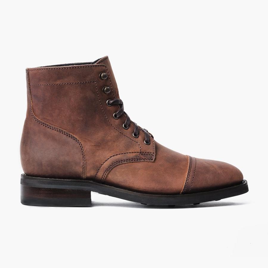 Thursday Boots Captain Leren Veterlaarzen Heren Koffie | NL52DFM