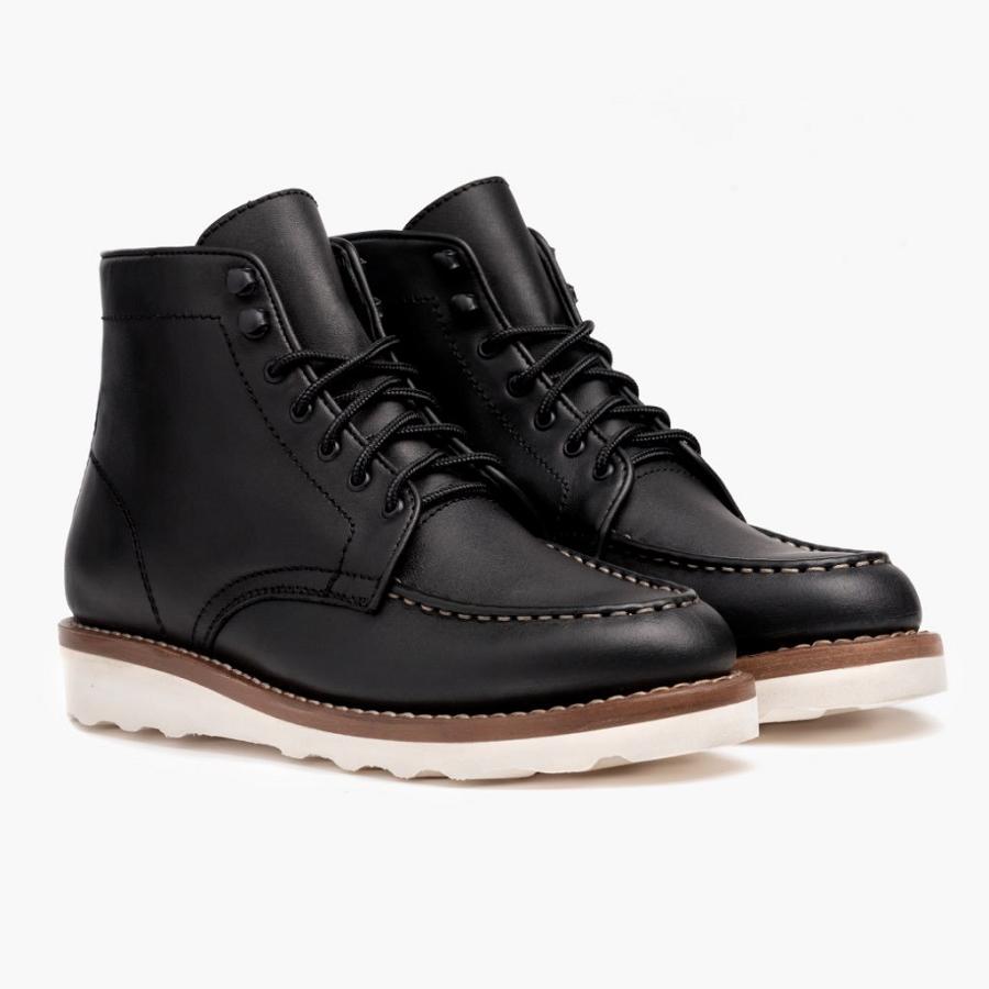 Thursday Boots Diplomat Leren Veterlaarzen Dames Zwart | NL175ZUT