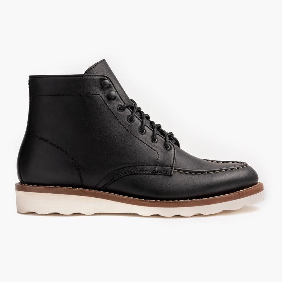 Thursday Boots Diplomat Leren Veterlaarzen Dames Zwart | NL175ZUT