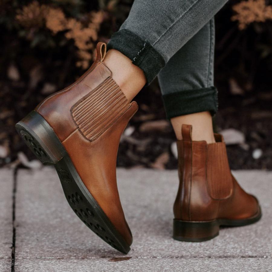 Thursday Boots Dreamer Leren Laarsjes Dames Koffie | NL230JPQ