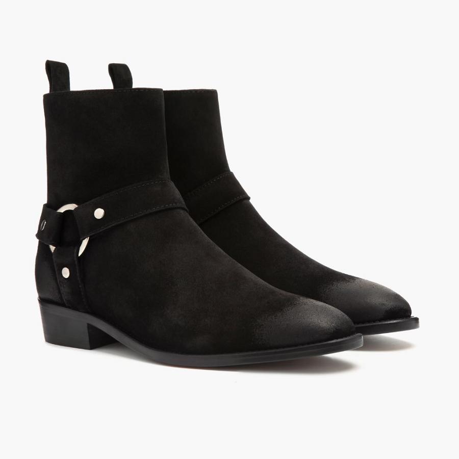 Thursday Boots Harness Suede Laarsjes Heren Zwart | NL88EBC