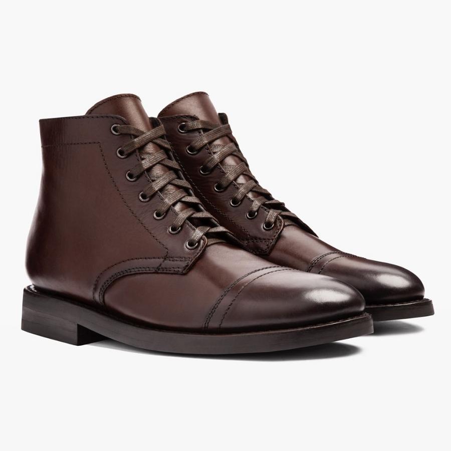 Thursday Boots Major Leren Veterlaarzen Heren Koffie | NL408XYU