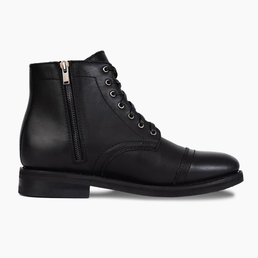 Thursday Boots Major Leren Veterlaarzen Heren Zwart | NL40NWY