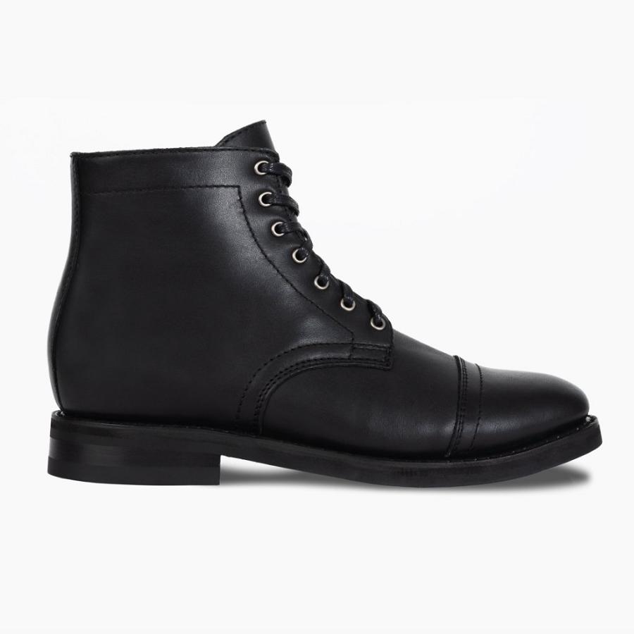 Thursday Boots Major Leren Veterlaarzen Heren Zwart | NL40NWY