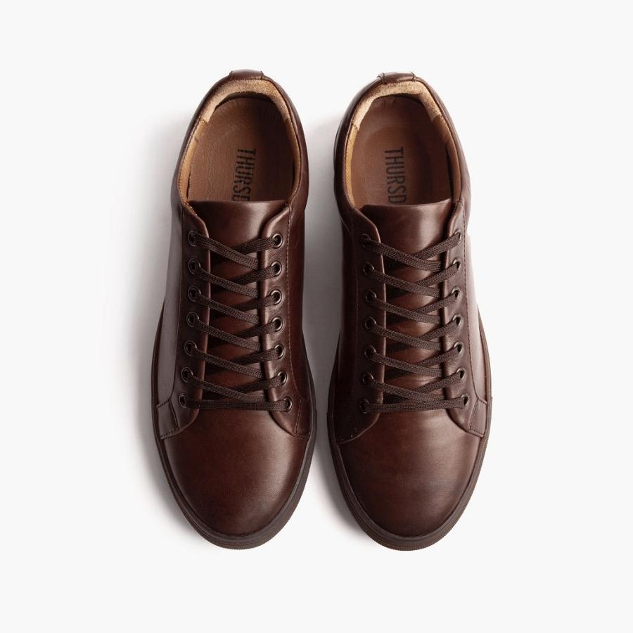 Thursday Boots Premier Low Tops Leren Sneakers Heren Koffie | NL375WNB