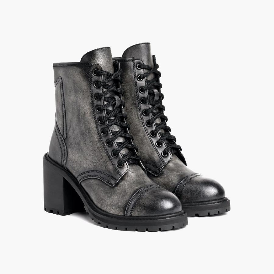 Thursday Boots Rebel Leren Veterlaarzen Dames Grijs | NL171BEX