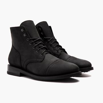 Thursday Boots Captain Leren Suede Veterlaarzen Heren Zwart | NL425RVD