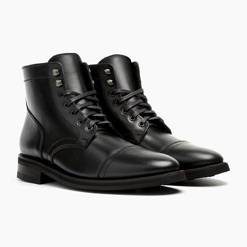 Thursday Boots Captain Leren Veterlaarzen Heren Zwart | NL4OKI