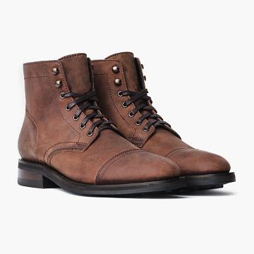 Thursday Boots Captain Leren Veterlaarzen Heren Koffie | NL52DFM